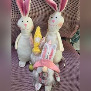 4 Cute Bunny and Gnome Plush Set